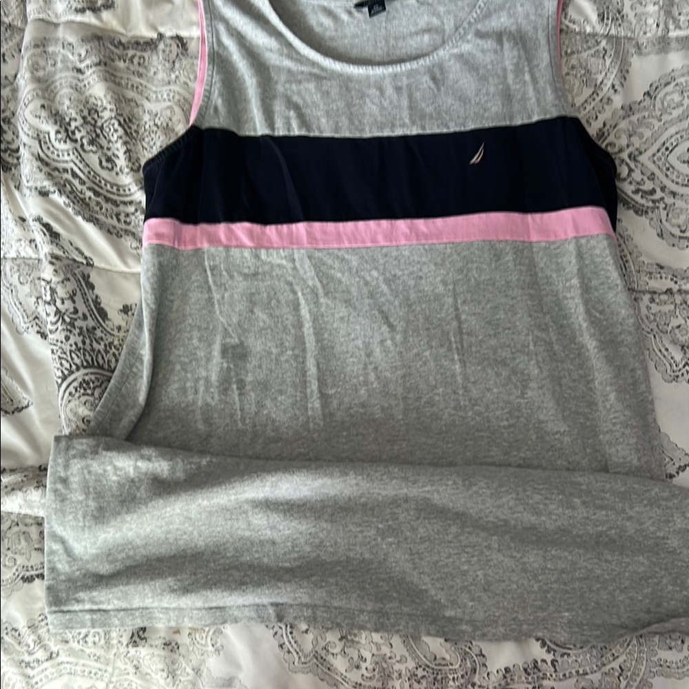 Nautica Women's Gray and Pink Tank Top